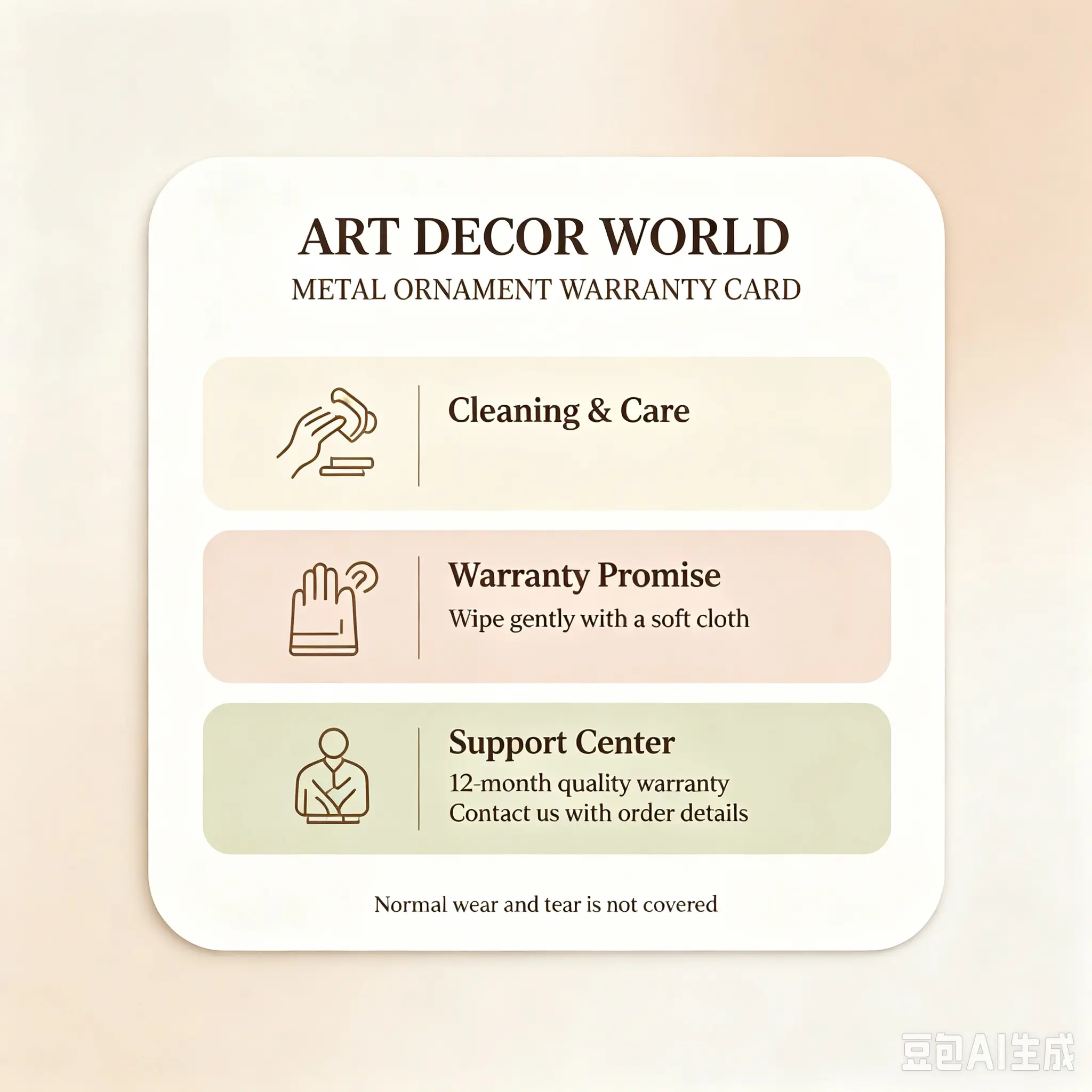 Metal Decorative Sign, After-Sale Instructions Manual, Home Office Decoration