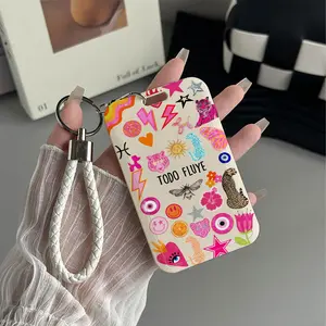 Fluir Y Brillar Pattern Design Plastic Id Card Holder With Personalized Lanyard for Doctors, Nurses, Students-Bus Card Case, Campus Card Protector Perfect Halloween Christmas Gift