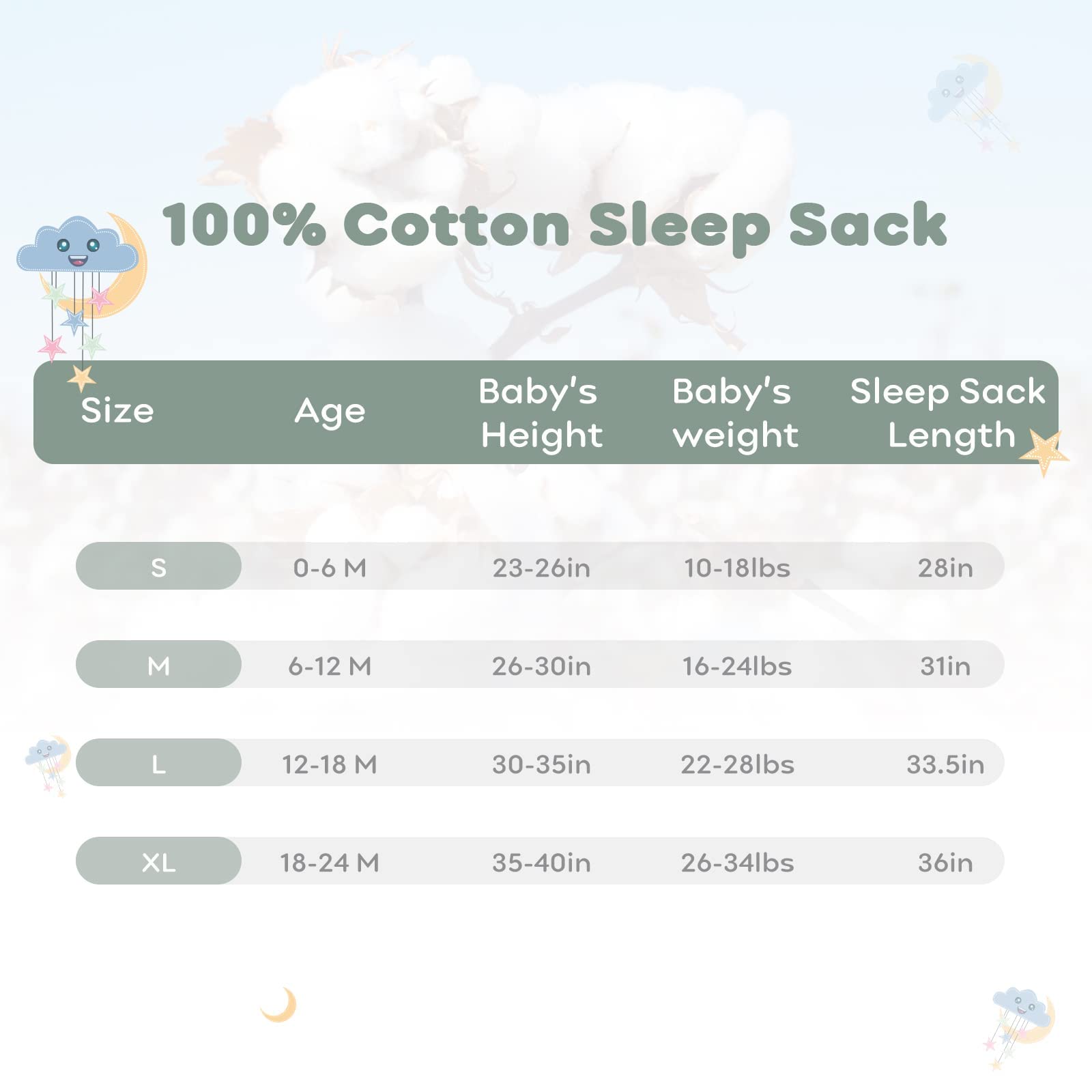 Yoofoss Bamboo Baby Newborn Bamboo Sleep Sack 6-12 Months TOG 1.0 Baby Wearable Blanket, 100% Cotton Infant Toddler Sleeping Sack 2-Way Zipper Warm Quilted Sleepsack