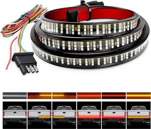 Nilight Truck Tailgate Light Strip 48" Triple Row 360 LED Strip with Red Running Brake Lights White Reverse Lightbar