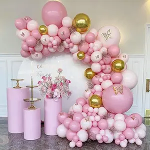 104-Piece Pink Balloon Arch Kit - Colorful Assorted Latex Balloons for Weddings Birthdays Festivals & Events - Create Stunning Party Décor with a Vibrant Atmosphere