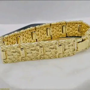 Gold-Plated Bracelet — 15mm wide; available in 7-inch or 8-inch lengths. Quality Guaranteed: Non-fading and tarnish-resistant. Material: Gold-plated stainless steel. Friendly Reminder: Please do not wear the bracelet while showering for extended periods.