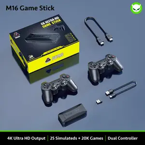 M16 Game Stick【Buy 1 Get 2 Controllers+1 Bluetooth Connector+1 HDMI Cable+1 USB Cable】4K HDMI Output Double Controllers Bluetooth 4K HDMI 2.4G Wireless Controller Game Stick Over Ready to Play Gift Package