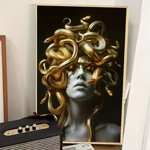 Canvas Print - 1pc Medusa Gaze Themed Artwork, Mythological Greek Figure, Decorative Wall Art for Home and Office, Premium Quality Canvas Material, Intricate Detailing, Ready to Hang, 40.64x60.96 cm