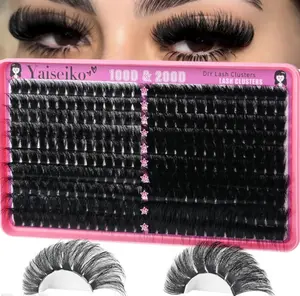 Lash Clusters 100D+200D Thick Eyelash Clusters 12-25mm Wispy Individual Mega Volume Lashes D C Cluster Eyelash Extensions 280Pcs DIY Lash Extension at Home, by Yaiseiko(Plant Fiber)
