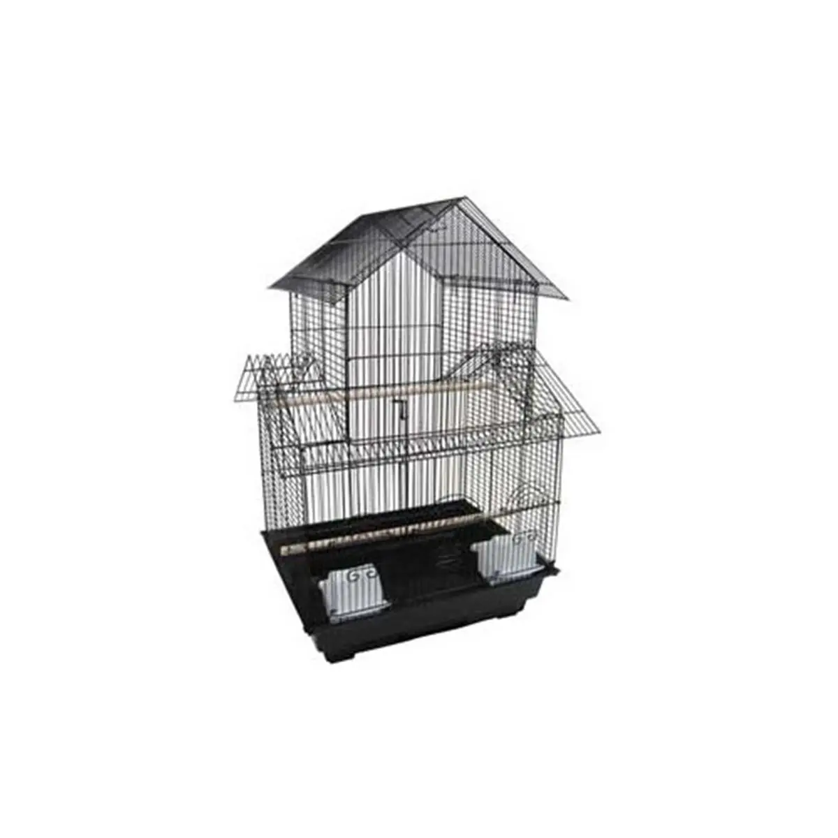 YML Black Pagoda-Shape Parrot Cage for Bird Lovers, 28" h x 18" w x 14" d, Non-Toxic Epoxy Coating, Large Swing-Out Door, Easy-Clean Slide-Out Tray, Indoor Pet Enclosure