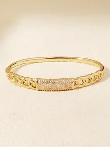 Artificial Zircon Decorated Bangle, Fashionable Jewelry for Women & Girls, Trendy All-match & Exquisite Jewelry for Birthday Gift, Bracelet Design