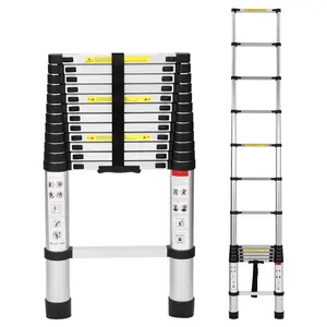 GARVEE 12.5FT Aluminum Telescoping Ladder, 330LB Capacity Lightweight Collapsible Extension Ladder for Home RV Outdoor Work