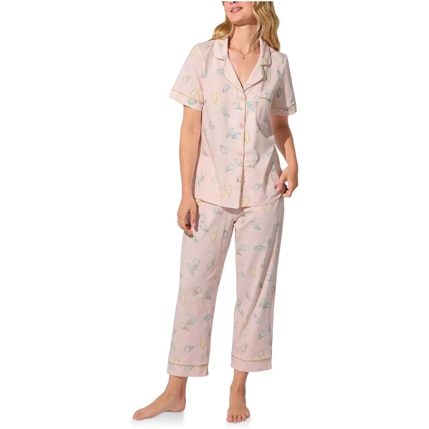 2025 Satin Women s Pajama Set: Bed Head Short Sleeve Notch Collar & Cropped Pants Sleepwear - Comfy & Stylish