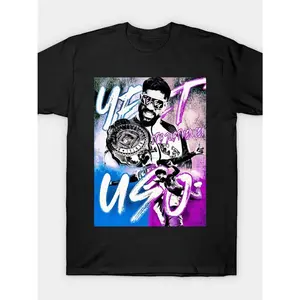 Yeet Uso Design Men's Trendy Graphic Cotton Tee - Black Casual Round Neck Short Sleeve T-Shirt with Vibrant "YEET" Print & Wrestling Theme, Comfortable All-Season Wear