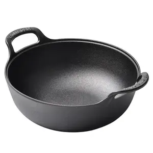Double-Handle Cast Iron Hydraulic Grill Pan, Rust-Resistant Outdoor Cooking Gear, Ergonomic Handles, Non-Stick, Safe, Multi-Purpose