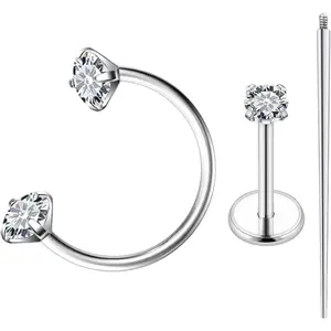 20G 18G Horseshoe Nose Ring G23 Titanium Internally Threaded Nose Stud Earrings Flat  Horse Shoe Nose Rings for Women Double  Nose   Ring Size 8MM