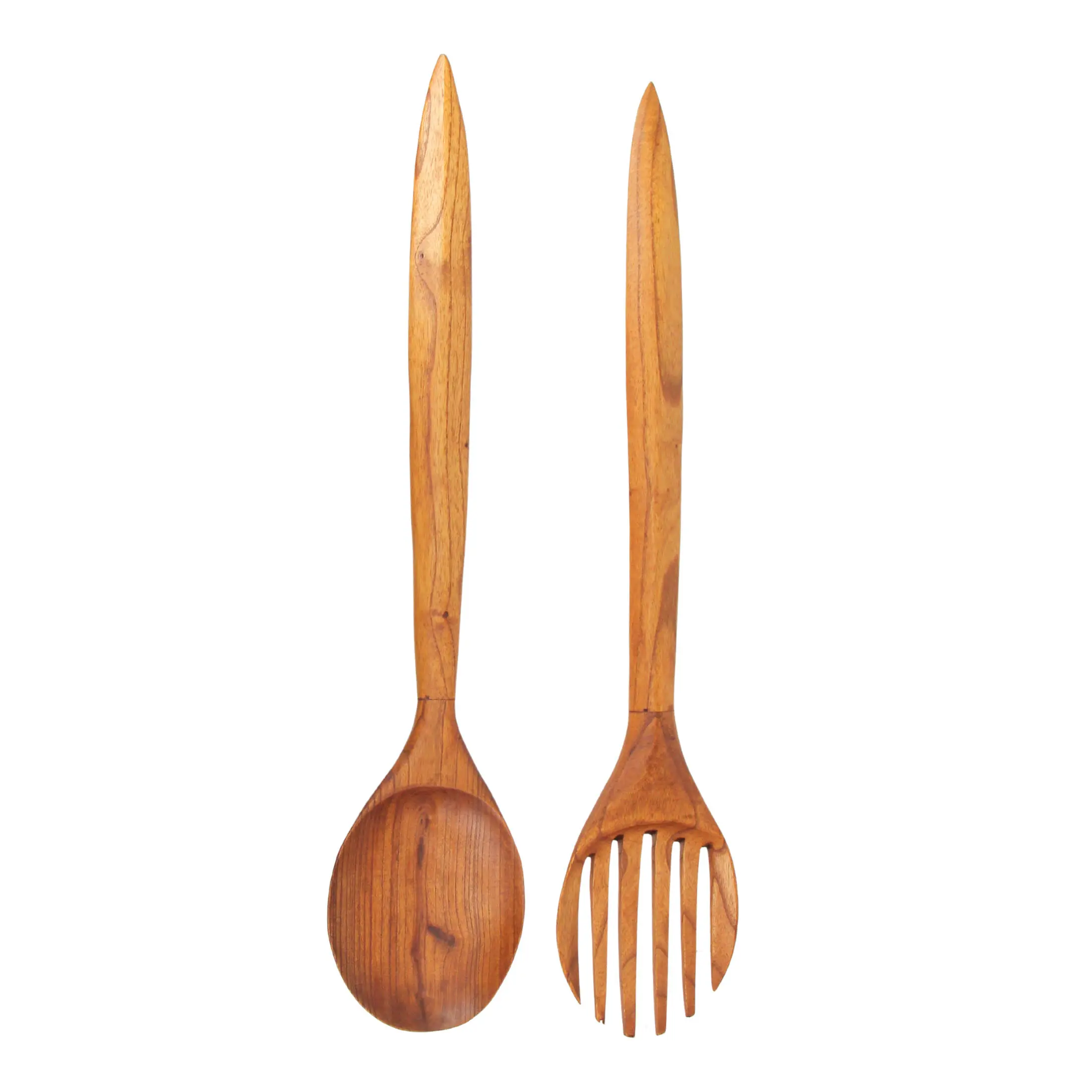 Set of 2 Giant Fork & Spoon Wall Art - Rustic Wood, 35.5in