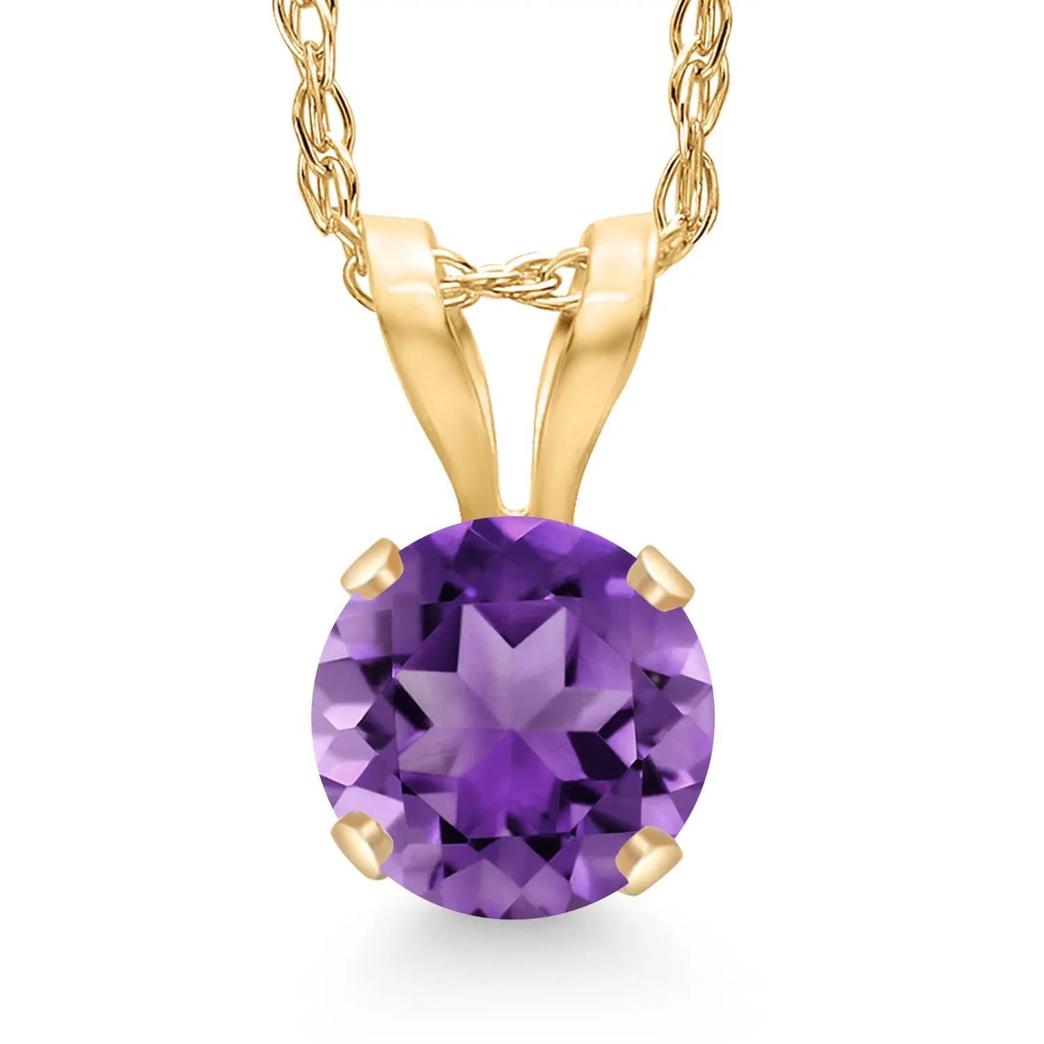 14K Yellow Gold 5MM Round Gemstone Birthstone Necklaces | Gold Pendant Necklaces for Women | With 18 Inch Chain