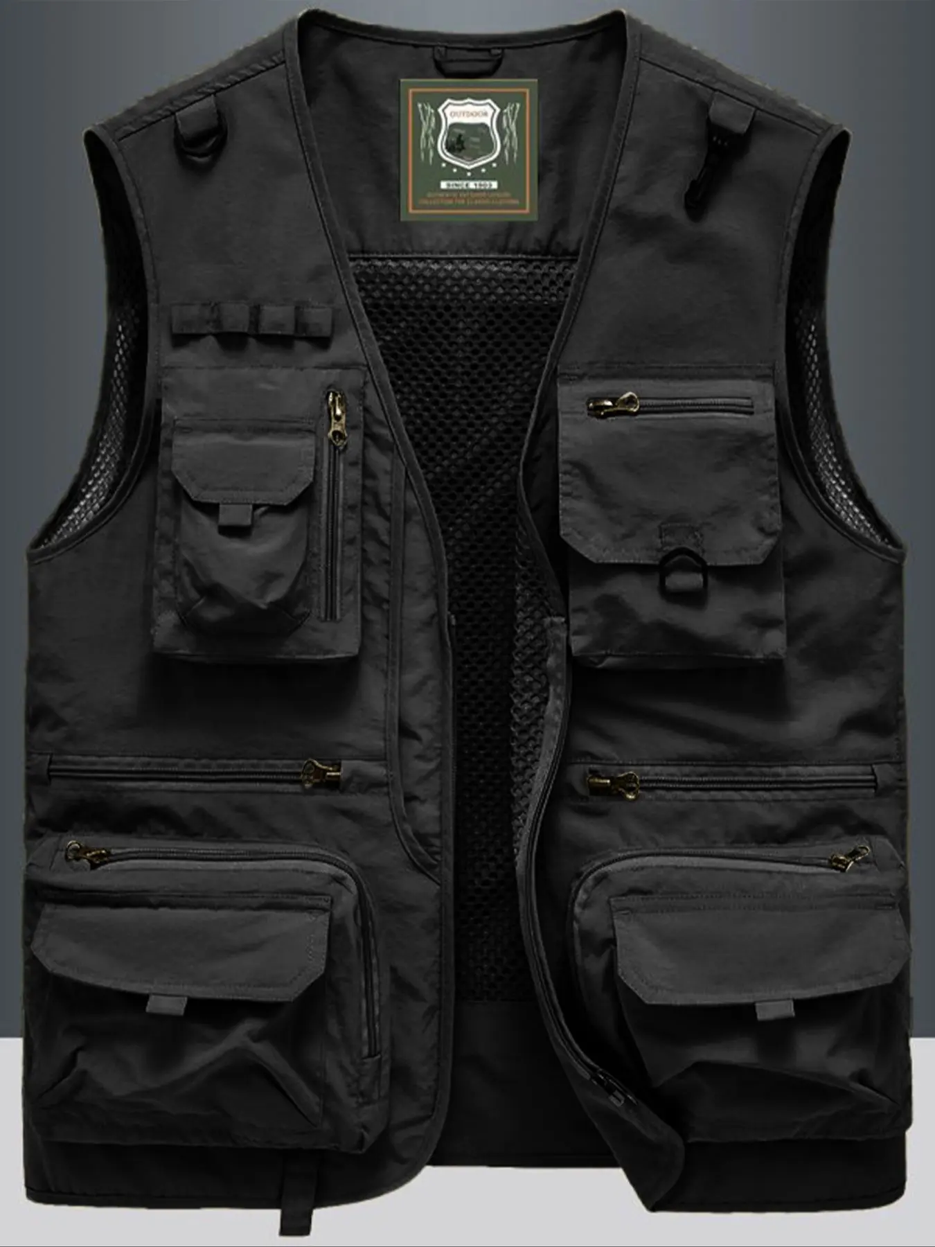 Men's Multi-Pocket Fishing Vest Jacket Gilet, Detachable Workwear Photography Coat, Spring Summer Outdoor Sports Clothing