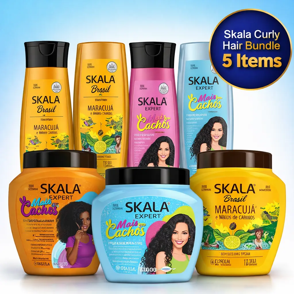 Skala 6-Piece Haircare Kit for Wavy, Curly & Coily Hair - Hydrating Maracuja Cleanser, Conditioner & Treatments - Nourishing Anti-Frizz Formula to Hydrate, Smooth & Lock in Moisture (3500g)