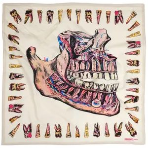 Edgy Teeth Bandana – 22” Cotton Book Inspired Scarf, Gothic Hair Bandana, Neckerchief, Book Lover Gift