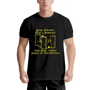 Monty Python Parody T-Shirt, Mother Was A Hamster Father Smelt Of Elderberries Printed Casual Tee