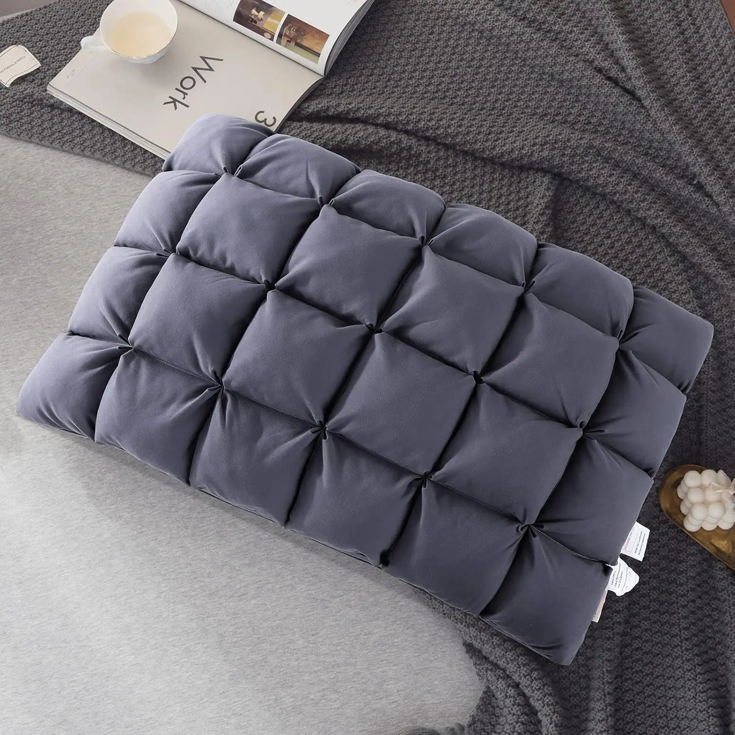 Soft Pillows  Size for Sleeping, Support Bed Pillows, Fluffy Down Alternative Pillow, Luxury Hotel Gel  Pillows for Side Sleeping (Gray)