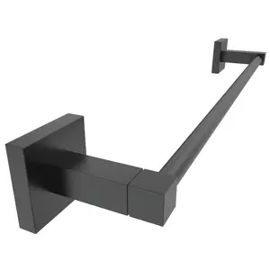 RUACQ 18 Inch Towel Bar Wall Mounted, Square Base Towel Rack for Bathroom, Stainless Steel, Matte Black