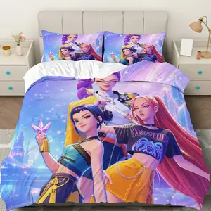 3PCS Duvet Cover Set, 1 Duvet+2 Pillowcases(Without filler), Fantasy Space Odyssey Theme, Halloween Bedding Set, Anime  Gaming Suitable for decoration Bedroom Living Room Dormitory Apartment