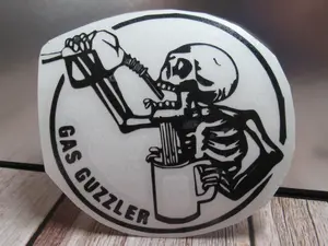 Skeleton Gas Guzzler Car Decal, Durable & High Quality Automotive Sticker for Car Exterior - Perfect for Halloween