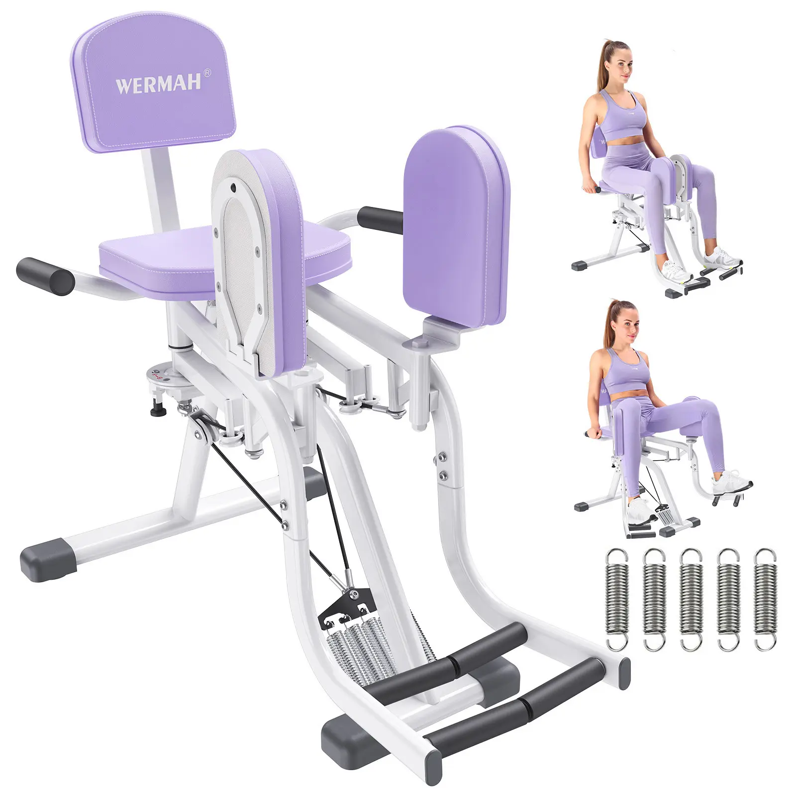 WERMAH Hip Abductor Machine - Adjustable Thigh & GluteTrainer, 2-in-1 Hip AdductionMachine for Lower Body Workout, , 400 lbs Weight Capacity, At Home Gym WorkoutExercise Equipment