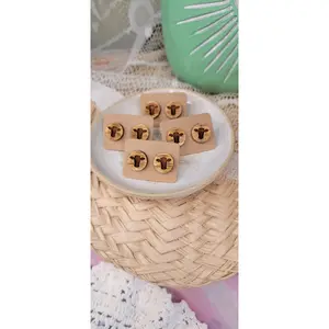 Hand Painted Highland Cow Wood Studs