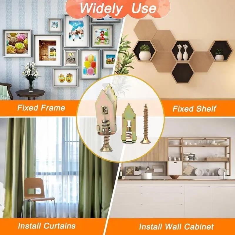 120PCS/240PCS Self-Drilling Drywall Anchors Kit No Drill Needed Easy Hang for Home & Office Includes 100 Anchors 100 Screws for Quick Install Adjustable Hooks & Bracket