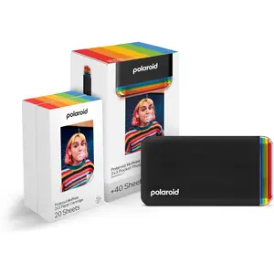 Polaroid Hi-Print + Paper Bundle - 2nd Generation Bluetooth Connected 2x3 Pocket Photo Dye-Sub Printer - Black Printer + 40 Photos (6439)