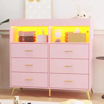 amazon pink dresser Amazon.com: Spaco Pink Dresser for Bedroom,Modern 6 Drawer Dresser with  Deep Drawer,Wide Storage Chest of Drawers,Bedroom Storage Organizer  Furniture,TV Stand for Living Room : Home & Kitchen