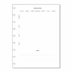Weekly Dinner Planner Inserts for 9-Disc Classic Happy Planner, Classic Happy Planner Meal Planner, Pre-punched Happy Planner Inserts, Grocery List