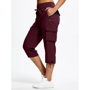 Women's Quick-Dry Lightweight Multi-Pocket Hiking Capri Pants - Durable Cargo Shorts, Suitable for Outdoor Travel and Casual Wear, Machine Washable Solid Color Design, Essential for Hiking | Functional Fashion | Comfortable fit