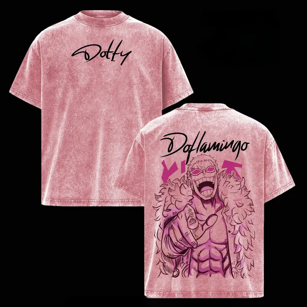 One Piece Doflamingo Vintage Washed Oversized T-Shirt, Anime Streetwear, Donquixote Doflamingo Tee, Manga Graphic Tee, Retro Washed Cotton Shirt, Y2K Aesthetic, Harajuku Style, Unisex Oversized T-Shirt TikTok Shop Deals Anime Graphic Tee Vintage Y2K Shirt