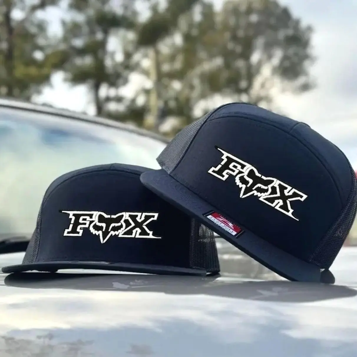 FOX Racing Trucker Hat | Black 7 Panel Mesh Snapback, Snapback Hat for Hunting and Partying Vintage Gift For Him and Adjustable Fit for Men and Women