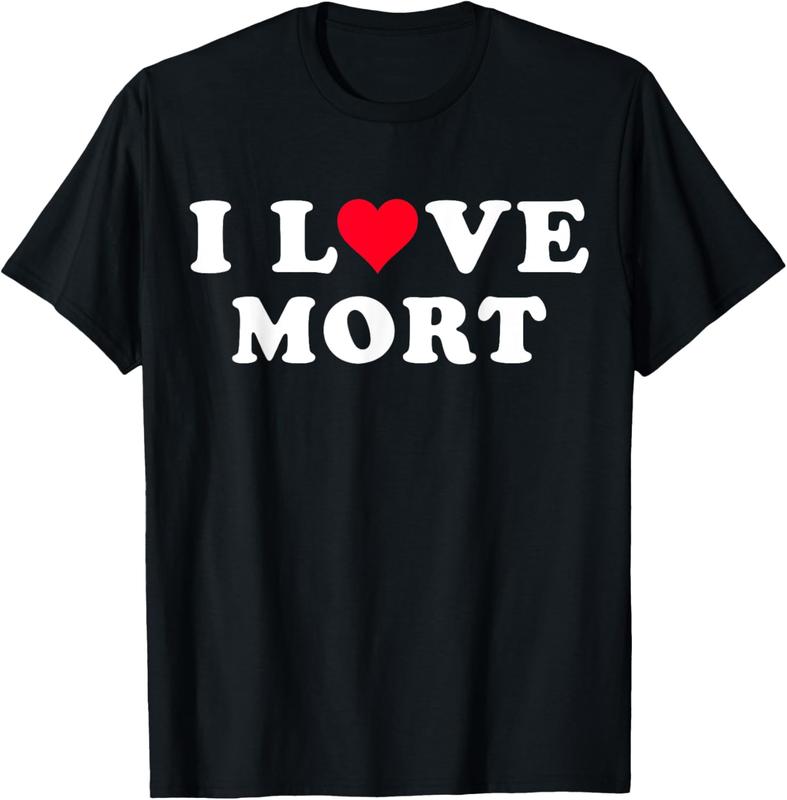 100% Cotton I Love Mort Matching Girlfriend & Boyfriend Mort Name T-Shirt
