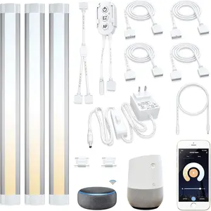Smart Under Cabinet Lights Work with Alexa, Google,Siri, LED Light for Kitchen Shelf Counter Lighting with App, Voice Activated Dimmable and Linkable Warm to Cool White (3 Lights Bar Kit)