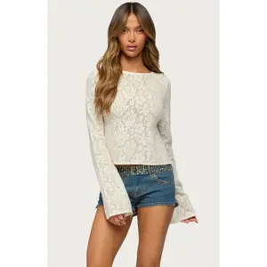 Edikted Women's Flaura Backless Sheer Lace Top
