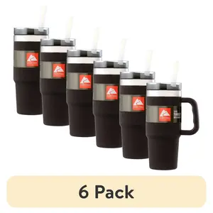(6 pack) Ozark Trail 18 oz Insulated Stainless-Steel Tumbler with Handle, Black