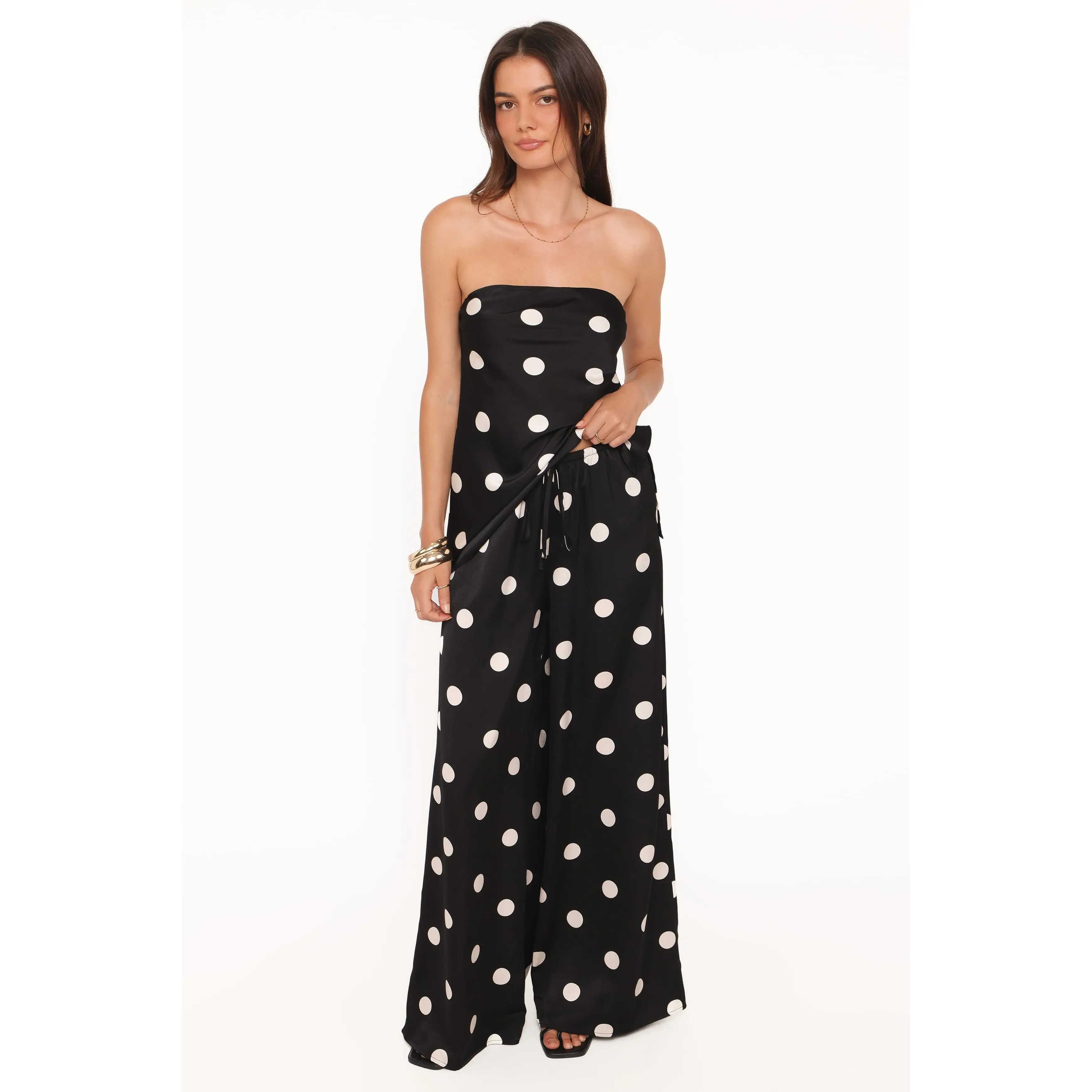 Belinda Drawstring Pant - Black/Cream