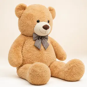 CHUBBYJOY Giant Teddy Bear Stuffed Animal, 55" Large Plush Bear with Checkered Bow Tie, Soft PP Cotton Hug Pillow for Bedroom Decor, Cute Girly Birthday Valentine Gift, Summer Vibe Toy