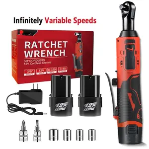 3/8" Cordless Electric Ratchet Wrench Set, 12V, 45ft-lbs,Variable speed Power Ratchet Wrench,with Batteries*2,Automotive Repair Tools, Electric Tools cordless,Hardware,Impact,Heavy Duty