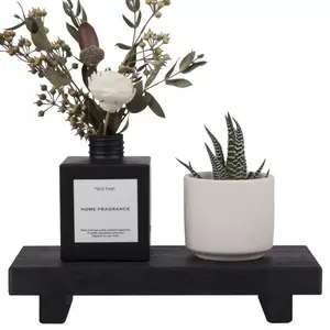 Wooden Vanity Tray for Bathroom Counter, Rustic Soap Dish Holder, Plant Vase Decorative Stand for Home Decor, Sturdy Handmade Wood Organizer Tray with Natural Pattern