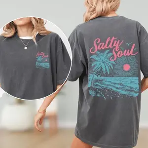 Comfort Colors Salty Soul Shirt, Summer Salty Soul Shirt, Trendy Summer Shirt, Retro Summer T-shirt, Tropical Island Shirt, Beach Shirt