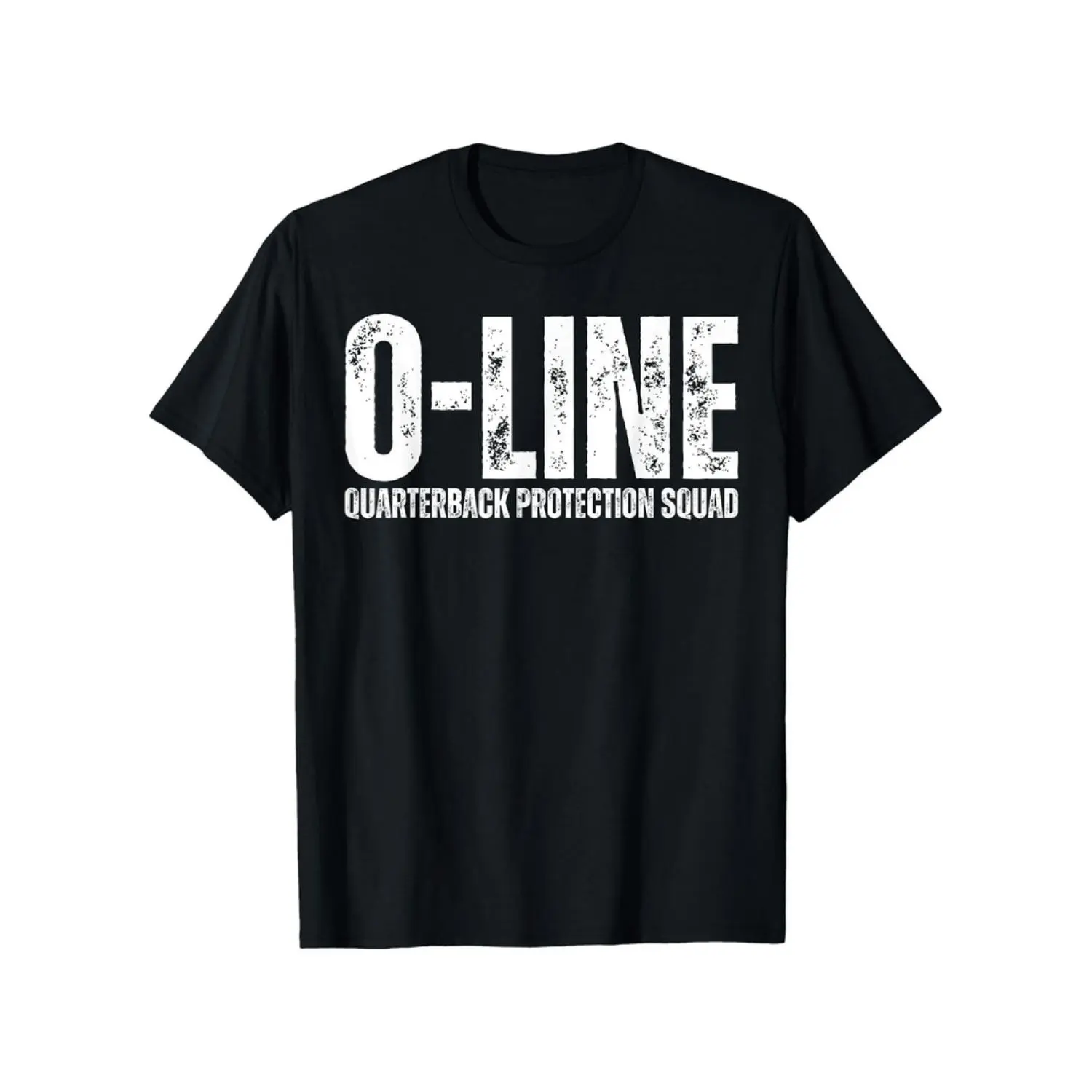 Men's Heavyweight 100% Cotton Football Graphic Tee - O-Line Lineman Design, All-Season Breathable Crewneck Shirt for American Football Fans, Quarterback Protection Squad Text - Casual Sports Apparel Gift for Offensive Linemen