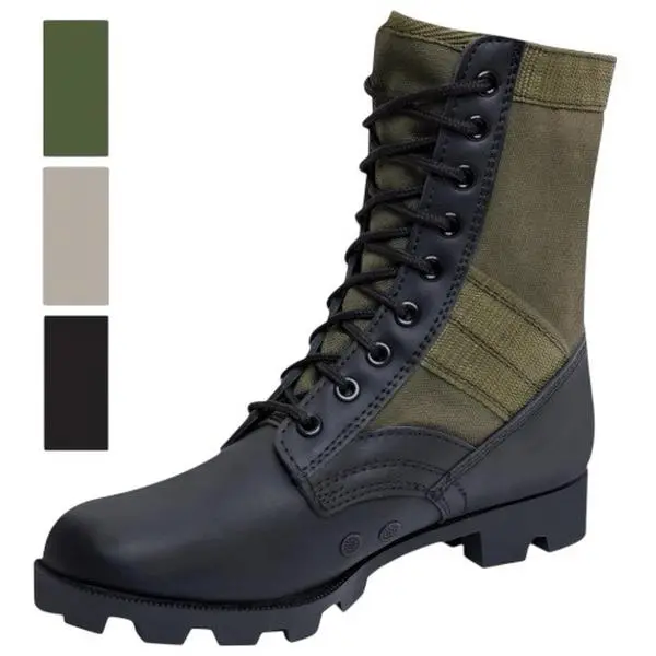 ROTHCO Men's 8-inch Military Style Jungle Boots, Lace-Up Tactical Boot in Breathable Canvas-Nylon & Leather, Steel Shank Support, Wide Widths, Eva, Laces, Fabric, Athletic, Basic, Plain