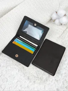 Ultra-Thin Multi-Card Wallet, Credit Card Wallet, Simple Style, 10.3x8.5cm Hand Size, 6 Card Slots, Transparent ID Window, Scratch-Resistant PU Material, Cardholder