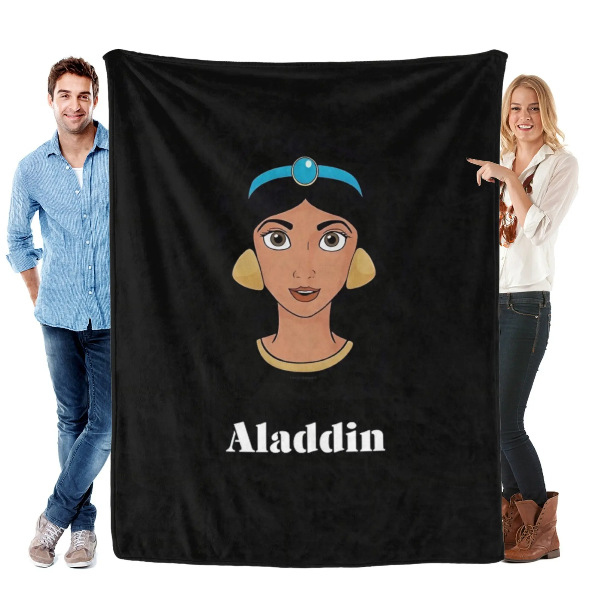 [SummerVibes] DISNEY CLASSIC Aladdin Jasmine Soft Flannel Blanket, Minimalist 2D Print Cozy Throw, Office Nap, Home Decor & Outdoor Sports Multi-Purpose