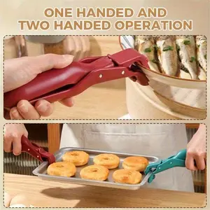 2-Pack Ldq Heavy-Duty Heat-Resistant Tongs, Ideal for Oven Air Fryers Grills with Non-Slip Grip and One-Hand Operation, Kitchen Utensils, Kitchen Essentials