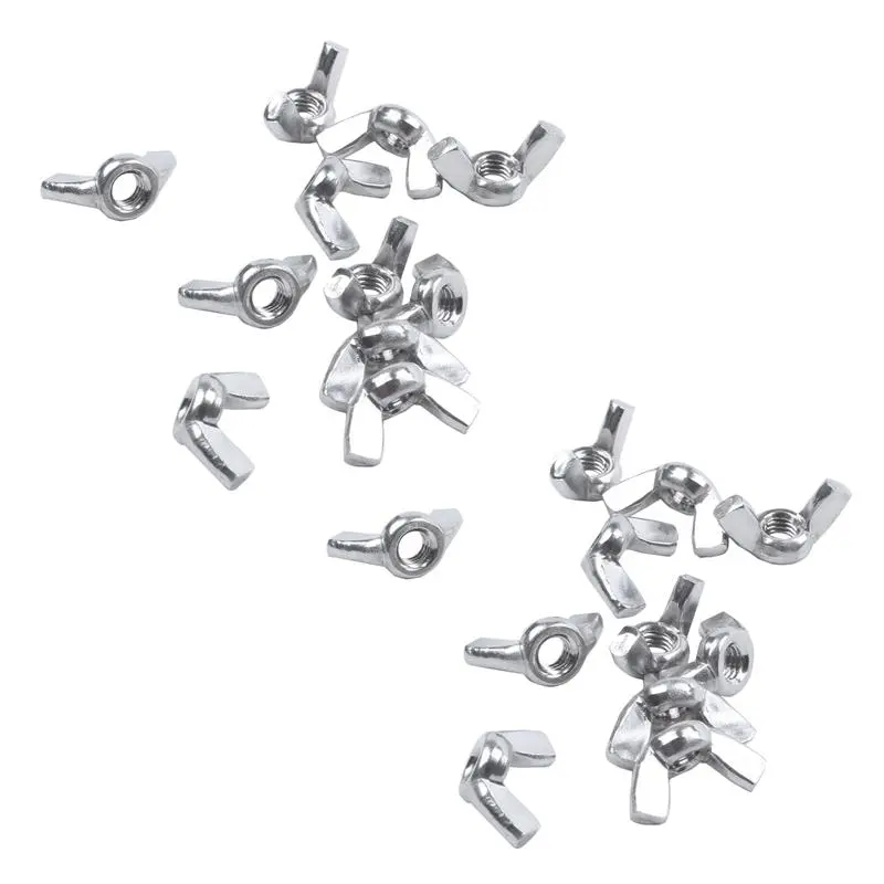 20 Pack M6 Stainless Steel Wing Nuts, Butterfly Style Threaded Fasteners for Hand Tightening on Compatible Bolts, Hardware Accessories for Equipment Assembly, Workshop Adjustments, Home Repairs and DIY Fastening Projects